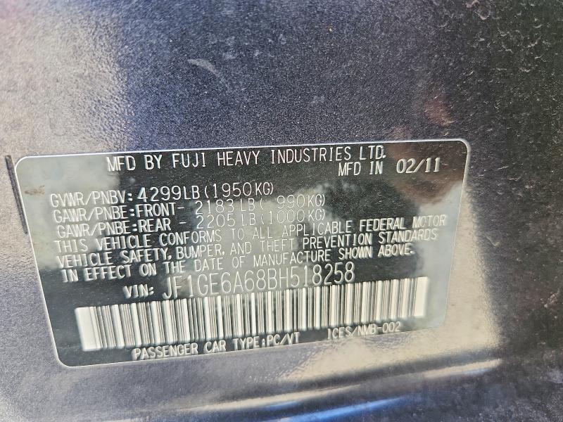 Aukcja sprzedaży 2011 Subaru Impreza, vin: JF1GE6A68BH518258, numer aukcji: 67144136