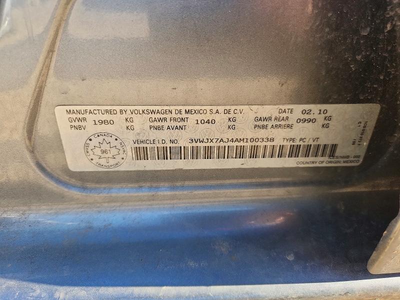 70412256 :رقم المزاد ، 3VWJX7AJ4AM100338 vin ، 2010 Volkswagen Jetta مزاد بيع