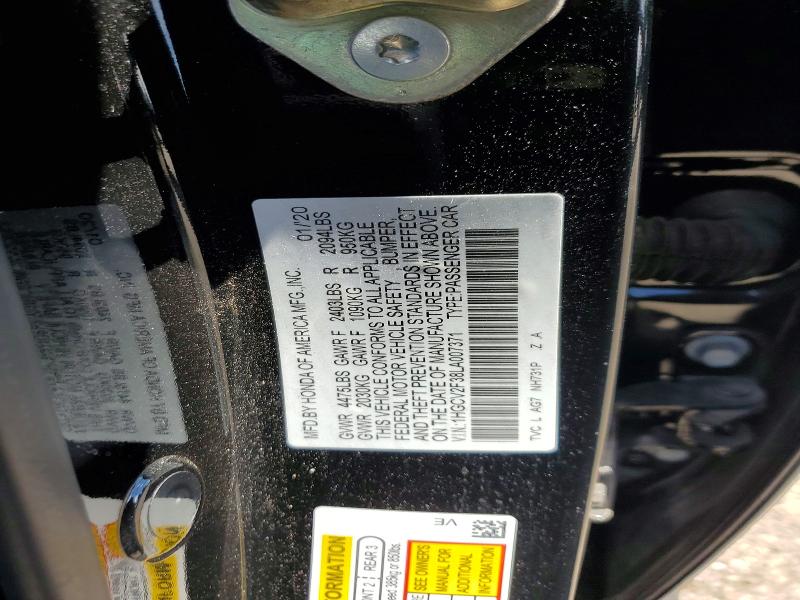 Aukcja sprzedaży 2020 Honda Accord, vin: 1HGCV2F38LA007371, numer aukcji: 68127736