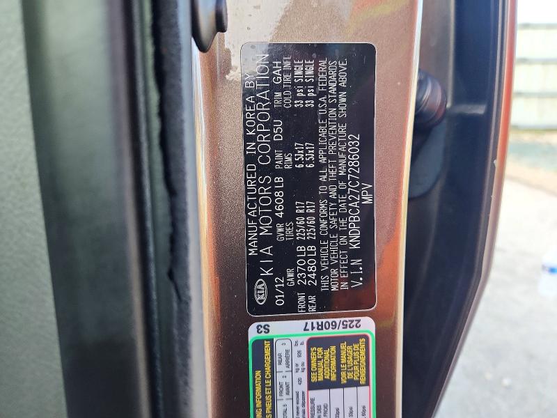 69402076 :رقم المزاد ، KNDPBCA27C7286032 vin ، 2012 Kia Sportage مزاد بيع