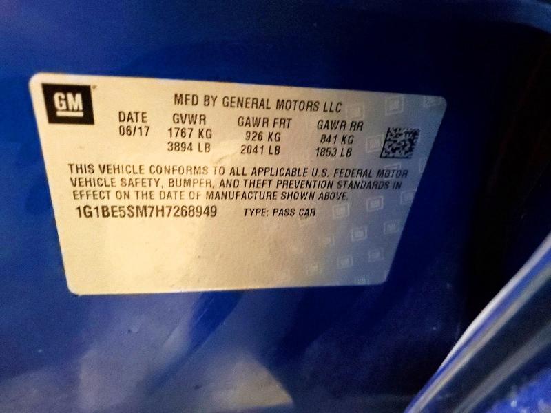 Продажа на аукционе авто 2017 Chevrolet Cruze, vin: 1G1BE5SM7H7268949, номер лота: 70979886