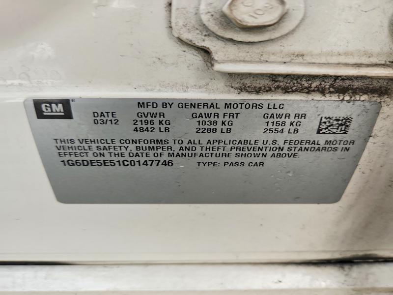 2012 Cadillac Cts მანქანა იყიდება აუქციონზე, vin: 1G6DE5E51C0147746, აუქციონის ნომერი: 68084986