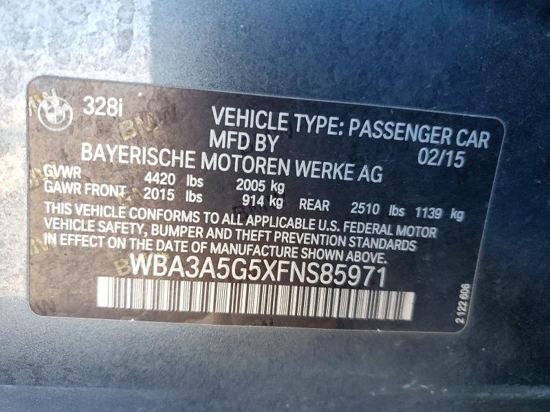 68013676 :رقم المزاد ، WBA3A5G5XFNS85971 vin ، 2015 Bmw 328 مزاد بيع