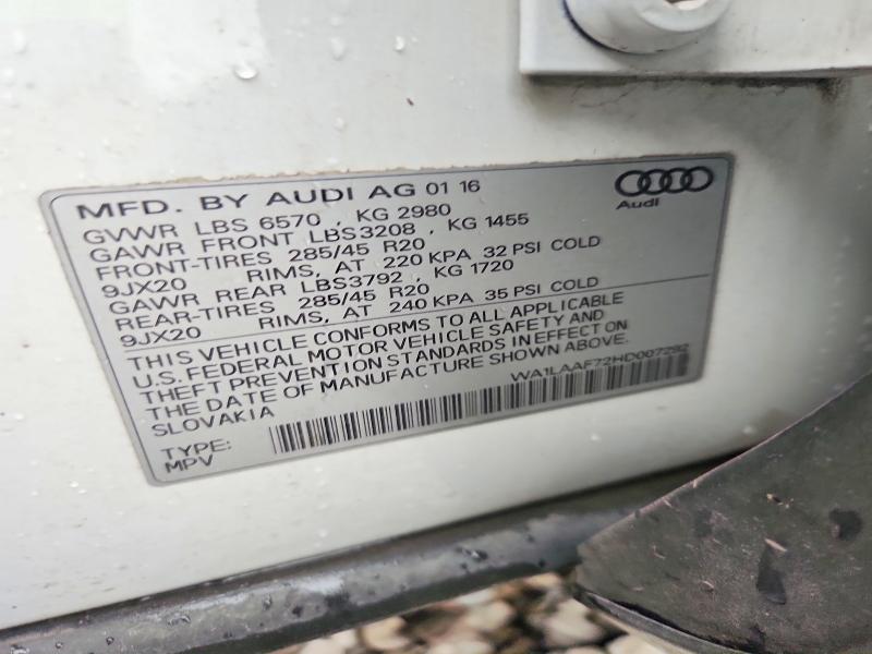 Продаж на аукціоні авто 2017 Audi Q7, vin: WA1LAAF72HD007292, номер лоту: 69855916