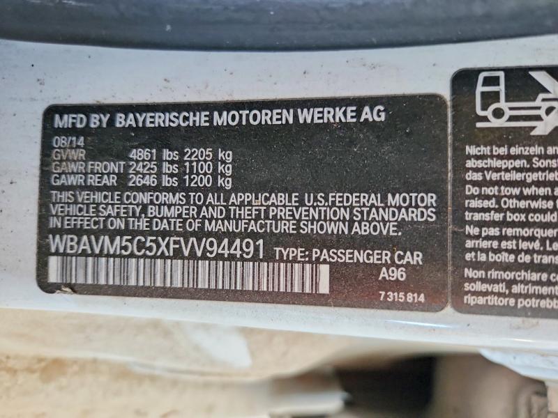 2015 Bmw X1 მანქანა იყიდება აუქციონზე, vin: WBAVM5C5XFVV94491, აუქციონის ნომერი: 68694826