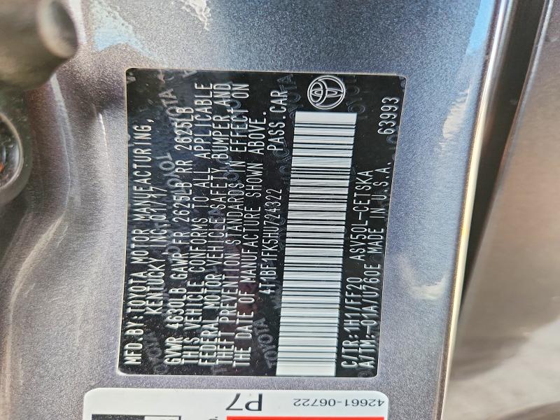 Aukcja sprzedaży 2017 Toyota Camry, vin: 4T1BF1FK5HU724322, numer aukcji: 68872176