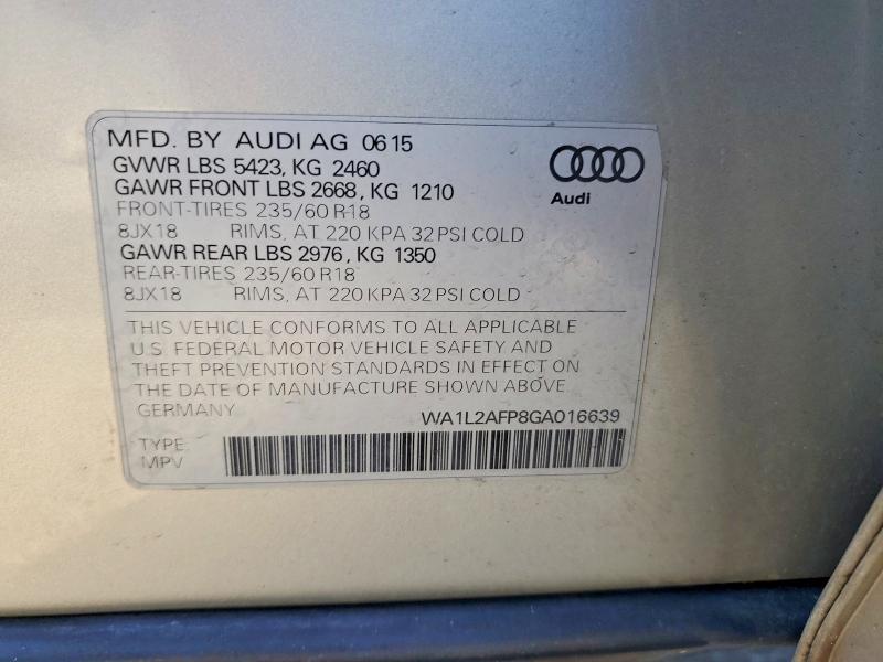Aukcja sprzedaży 2016 Audi Q5, vin: WA1L2AFP8GA016639, numer aukcji: 67852326