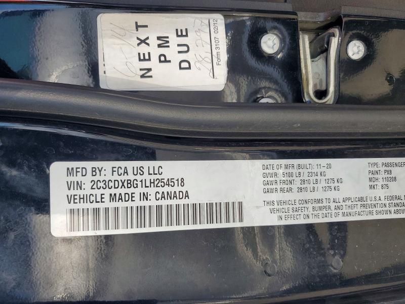 68101696 :رقم المزاد ، 2C3CDXBG1LH254518 vin ، 2020 Dodge Charger مزاد بيع