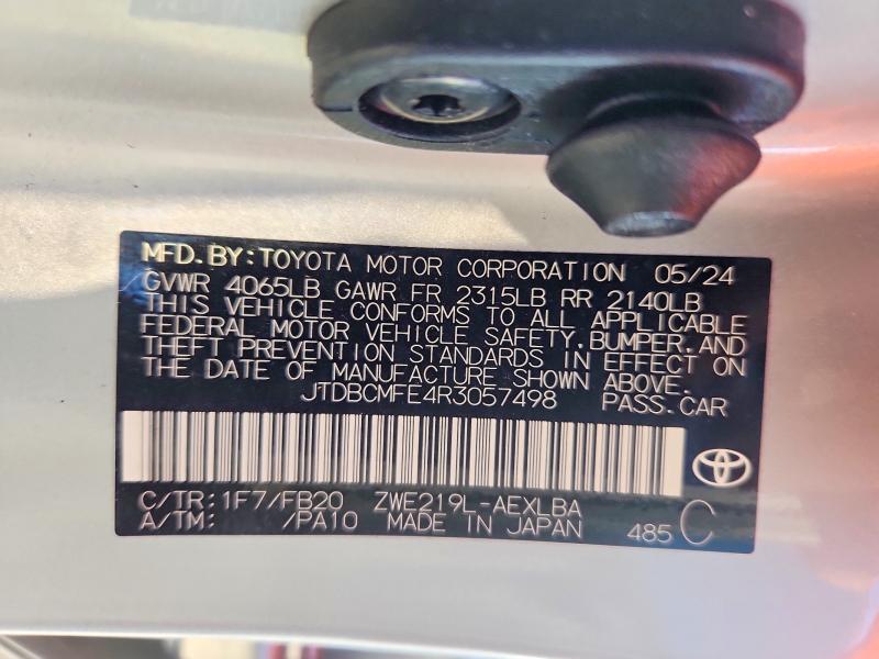 Продаж на аукціоні авто 2024 Toyota Corolla Hybrid, vin: JTDBCMFE4R3057498, номер лоту: 70215816