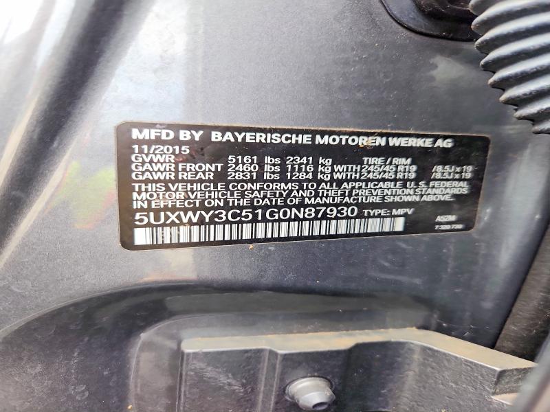 68420466 :رقم المزاد ، 5UXWY3C51G0N87930 vin ، 2016 Bmw X3 مزاد بيع