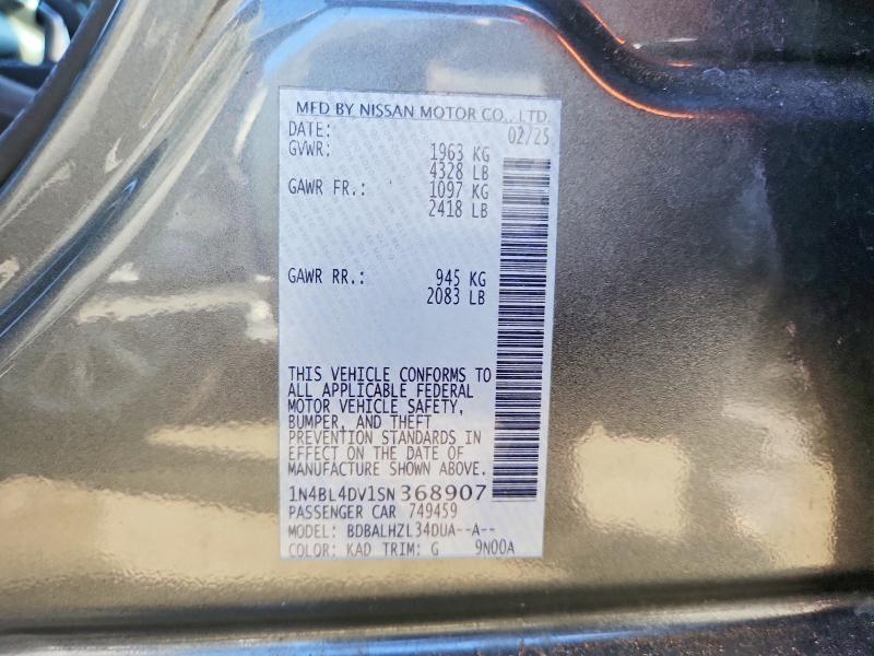 Продажа на аукционе авто 2025 Nissan Altima, vin: 1N4BL4DV1SN368907, номер лота: 69447236