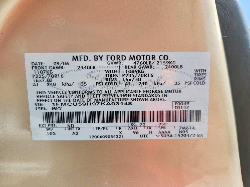 Продаж на аукціоні авто 2007 Ford Escape, vin: 1FMCU59H97KA93148, номер лоту: 69023156