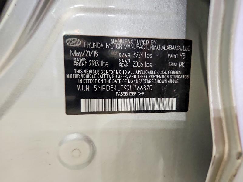 Auction sale of the 2018 Hyundai Elantra, vin: 5NPD84LF9JH366870, lot number: 68278306