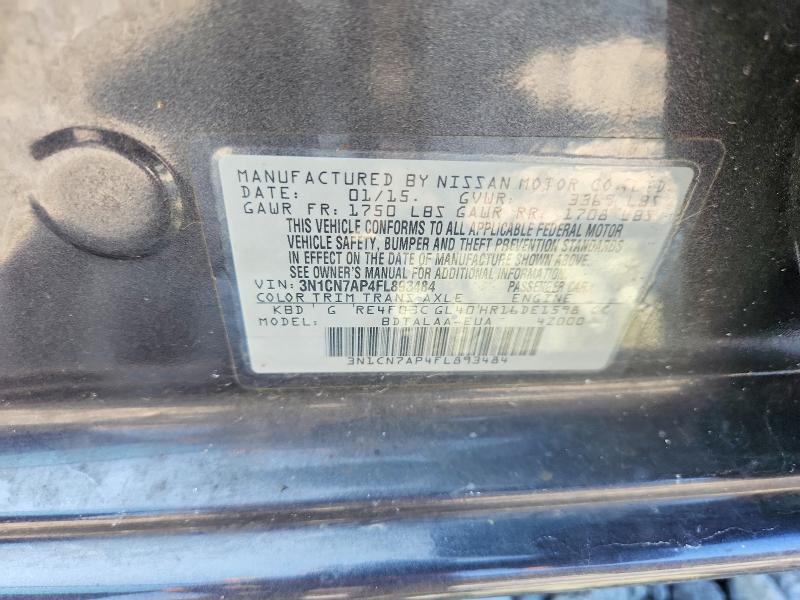 Продаж на аукціоні авто 2015 Nissan Versa, vin: 3N1CN7AP4FL893484, номер лоту: 69719346