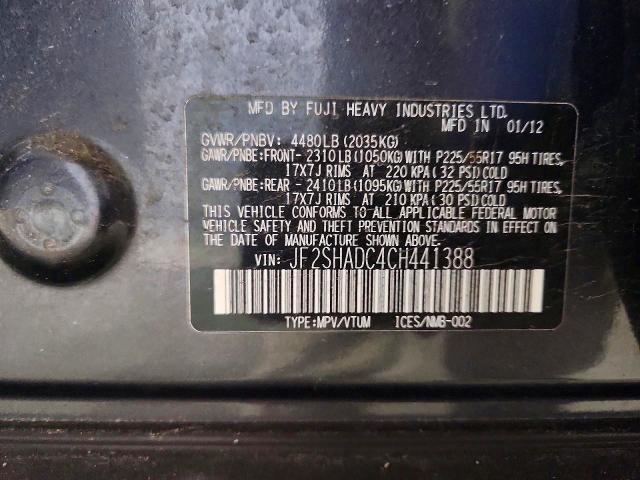 2012 Subaru Forester მანქანა იყიდება აუქციონზე, vin: JF2SHADC4CH441388, აუქციონის ნომერი: 71138516