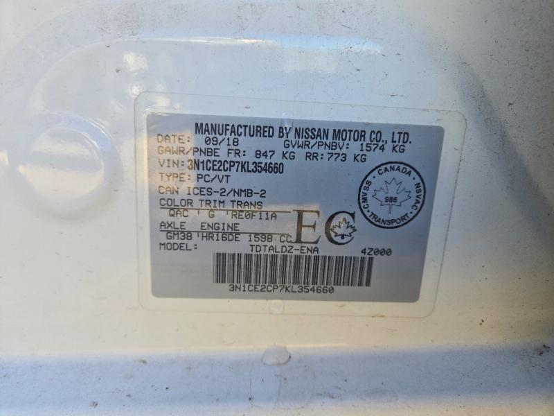Продаж на аукціоні авто 2019 Nissan Versa Note, vin: 3N1CE2CP7KL354660, номер лоту: 69418716