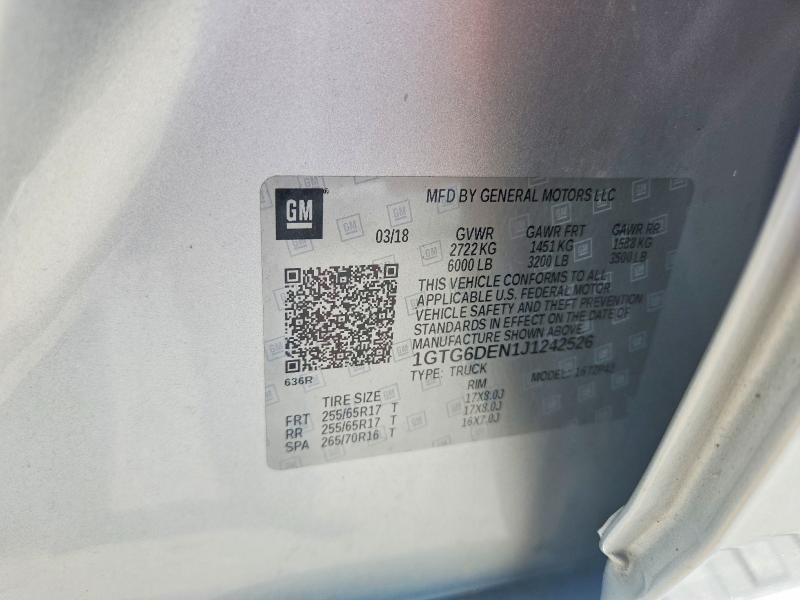 67182476 :رقم المزاد ، 1GTG6DEN1J1242526 vin ، 2018 Gmc Canyon مزاد بيع