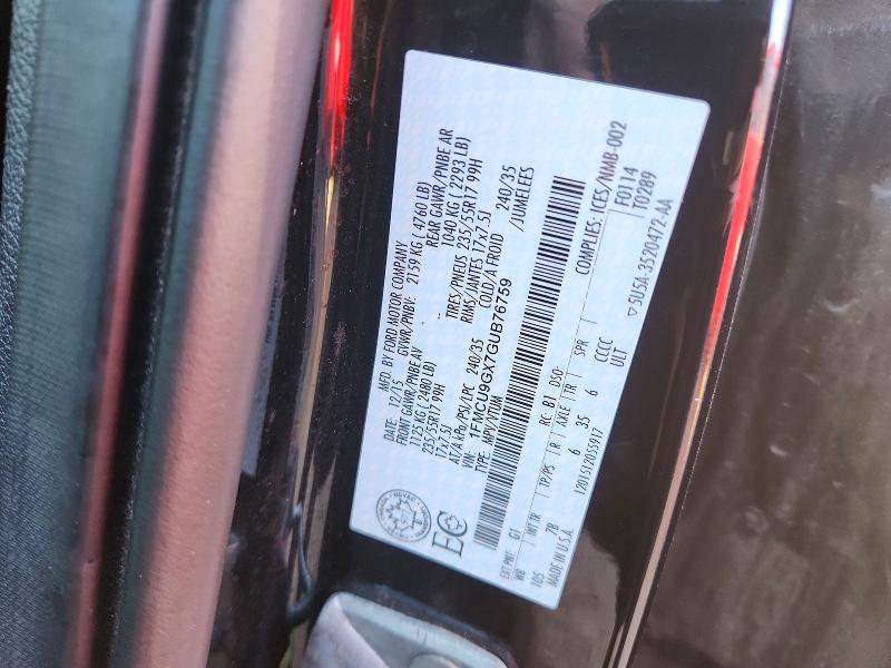 Aukcja sprzedaży 2016 Ford Escape, vin: 1FMCU9GX7GUB76759, numer aukcji: 69069566
