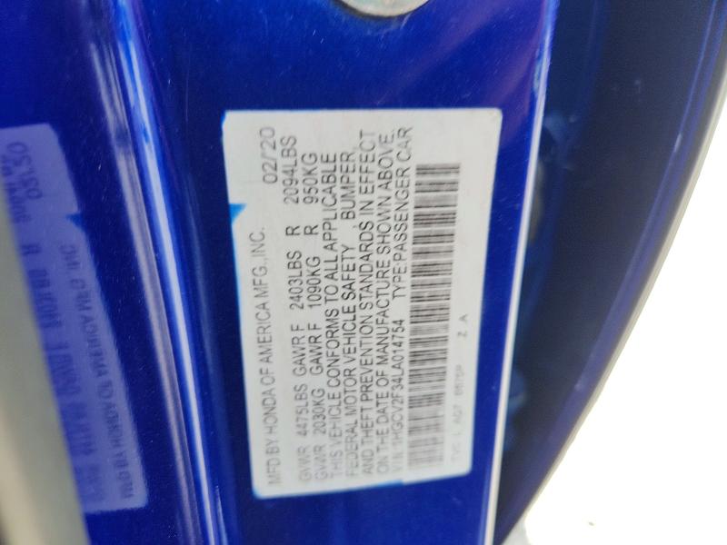 59410956 :رقم المزاد ، 1HGCV2F34LA014754 vin ، 2020 Honda Accord مزاد بيع