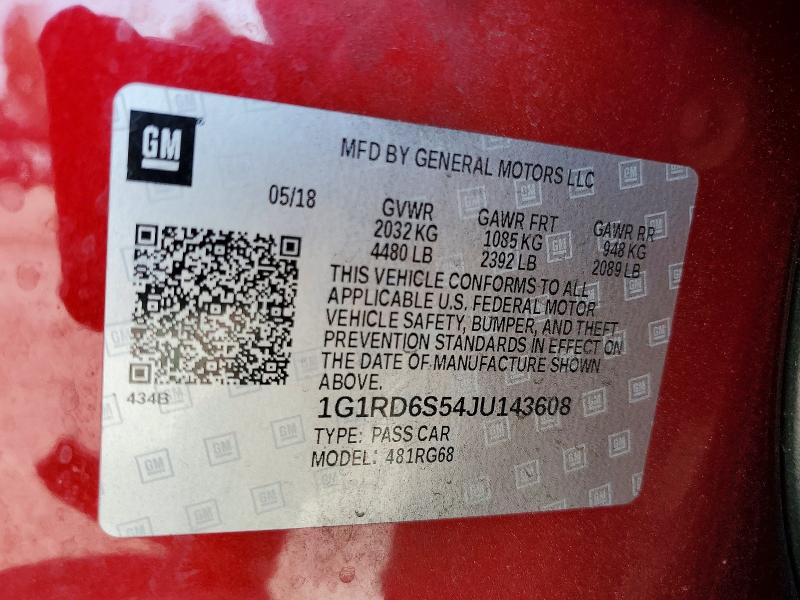 Aukcja sprzedaży 2018 Chevrolet Volt, vin: 1G1RD6S54JU143608, numer aukcji: 69175696