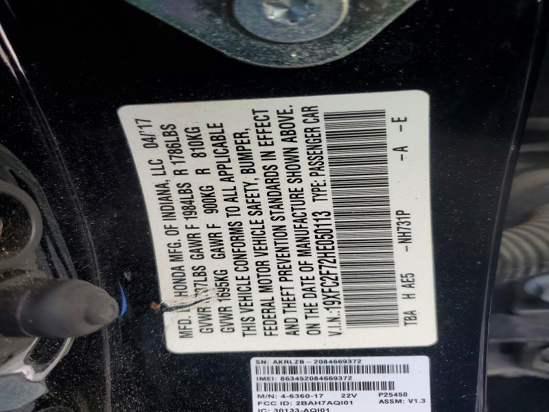 Aukcja sprzedaży 2017 Honda Civic, vin: 19XFC2F72HE050113, numer aukcji: 69204256