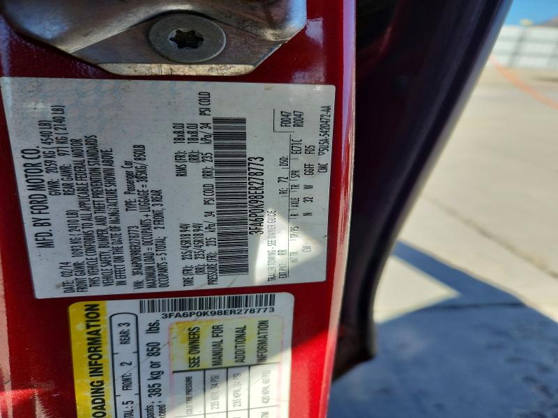 68683526 :رقم المزاد ، 3FA6P0K98ER278773 vin ، 2014 Ford Fusion مزاد بيع