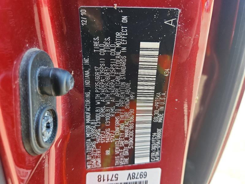 Aukcja sprzedaży 2011 Toyota Sienna, vin: 5TDKK3DC1BS106790, numer aukcji: 68096706