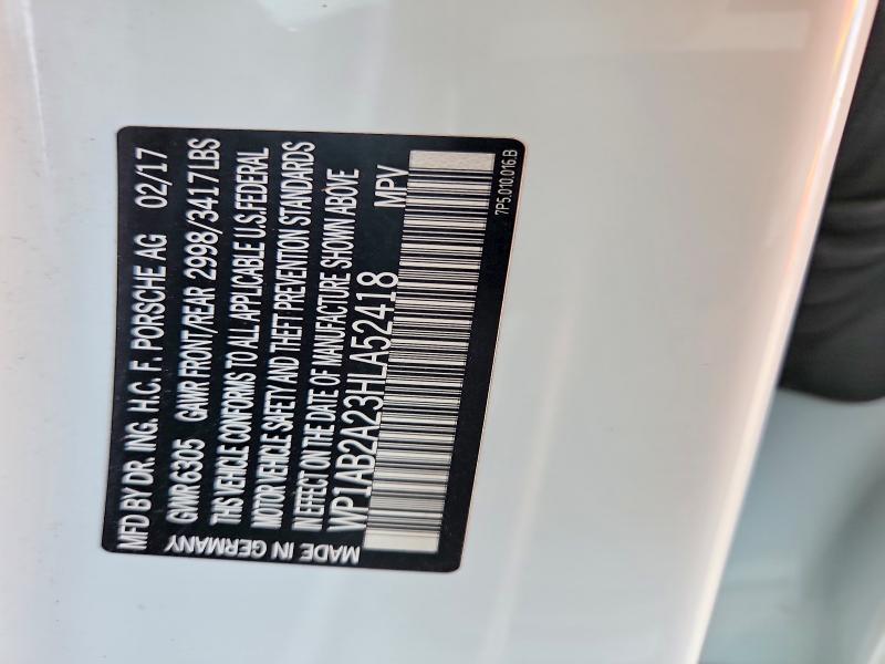 Продаж на аукціоні авто 2017 Porsche Cayenne, vin: WP1AB2A23HLA52418, номер лоту: 70142906