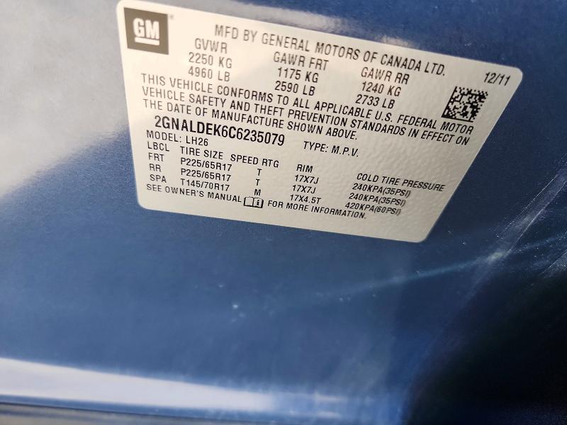 Продаж на аукціоні авто 2012 Chevrolet Equinox, vin: 2GNALDEK6C6235079, номер лоту: 68990786