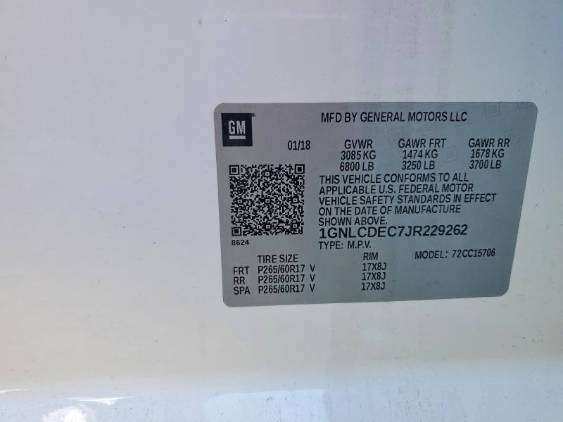 Продаж на аукціоні авто 2018 Chevrolet Tahoe, vin: 1GNLCDEC7JR229262, номер лоту: 67980026