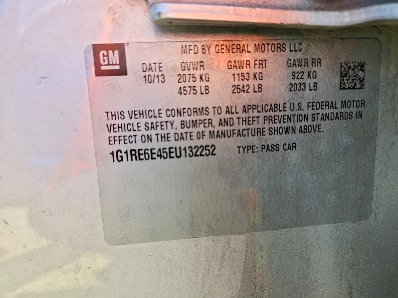 2014 Chevrolet Volt მანქანა იყიდება აუქციონზე, vin: 1G1RE6E45EU132252, აუქციონის ნომერი: 67332106