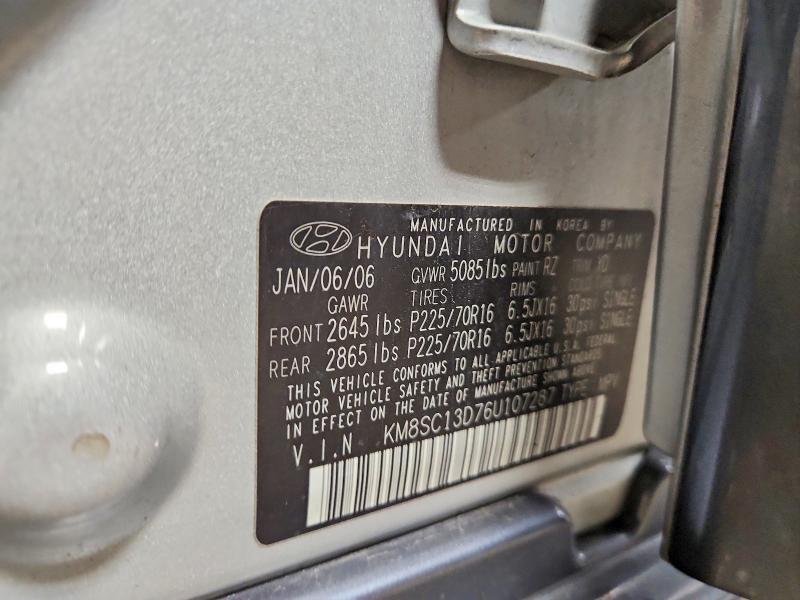 Продажа на аукционе авто 2006 Hyundai Santa Fe, vin: KM8SC13D76U107287, номер лота: 68968466