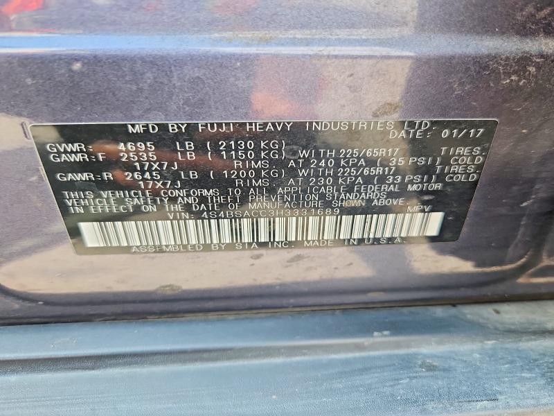 67646676 :رقم المزاد ، 4S4BSACC3H3331689 vin ، 2017 Subaru Outback مزاد بيع