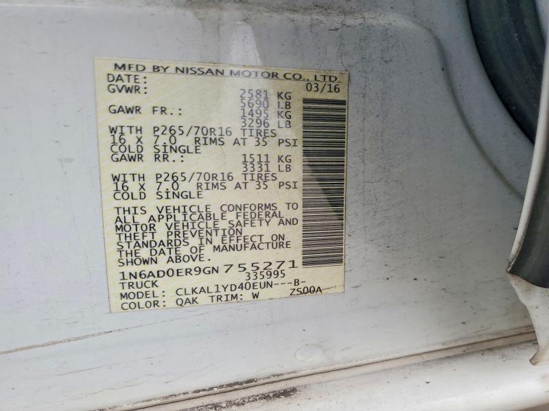 2016 Nissan Frontier მანქანა იყიდება აუქციონზე, vin: 1N6AD0ER9GN755271, აუქციონის ნომერი: 66347216