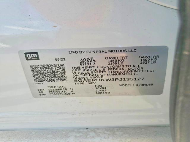 71113686 :رقم المزاد ، 5GAERDKW3PJ135127 vin ، 2023 Buick Enclave مزاد بيع