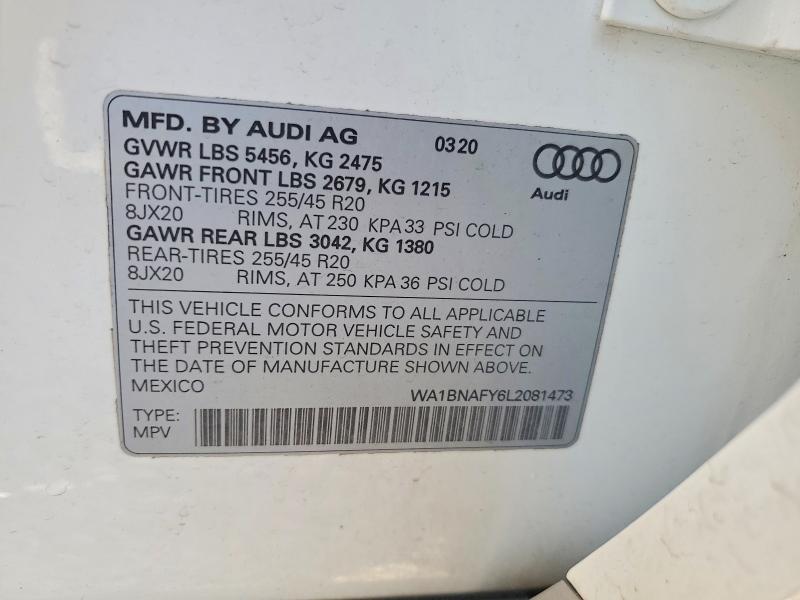 Продаж на аукціоні авто 2020 Audi Q5, vin: WA1BNAFY6L2081473, номер лоту: 68770476