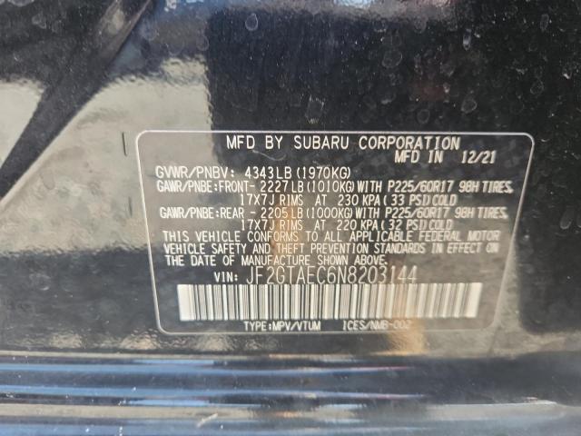 Продаж на аукціоні авто 2022 Subaru Crosstrek, vin: JF2GTAEC6N8203144, номер лоту: 69099846
