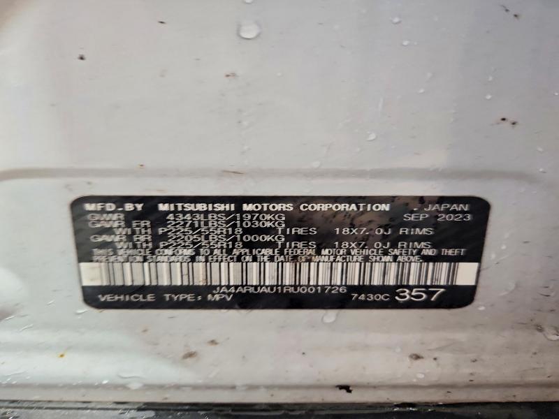 2024 Mitsubishi Outlander Sport მანქანა იყიდება აუქციონზე, vin: JA4ARUAU1RU001726, აუქციონის ნომერი: 71044596
