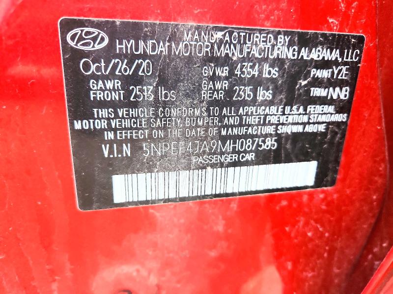 Aukcja sprzedaży 2021 Hyundai Sonata, vin: 5NPEF4JA9MH087585, numer aukcji: 68697466