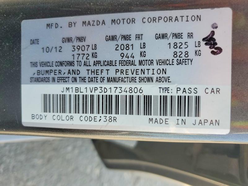Продаж на аукціоні авто 2013 Mazda 3, vin: JM1BL1VP3D1734806, номер лоту: 67498466
