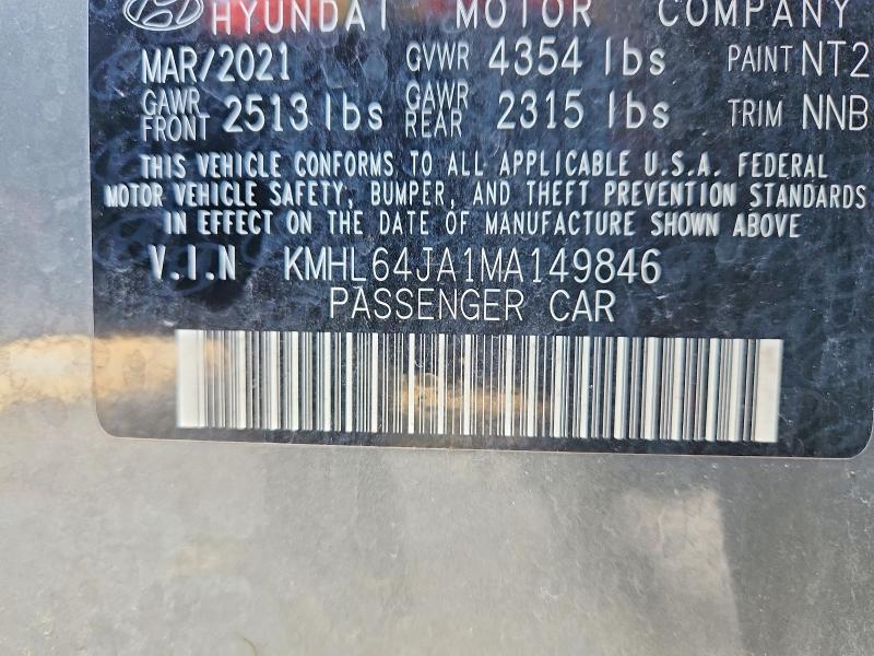 Aukcja sprzedaży 2021 Hyundai Sonata, vin: KMHL64JA1MA149846, numer aukcji: 69383726