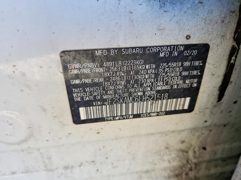 67371776 :رقم المزاد ، JF2SKAMC6LH521518 vin ، 2020 Subaru Forester مزاد بيع