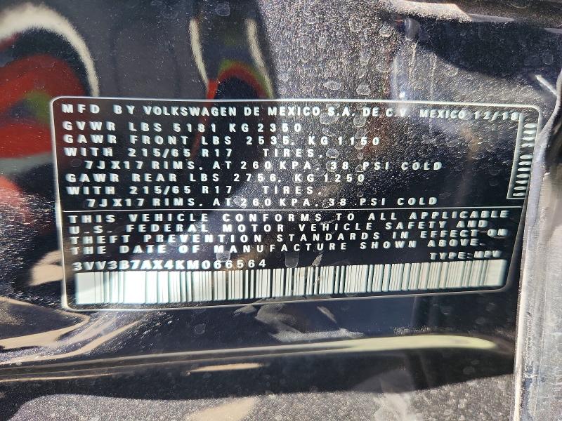 Aukcja sprzedaży 2019 Volkswagen Tiguan, vin: 3VV3B7AX4KM066564, numer aukcji: 69030466