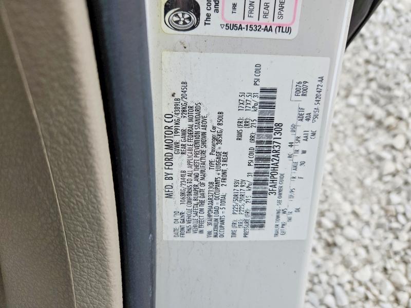 70555376 :رقم المزاد ، 3FAHP0HA2AR371308 vin ، 2010 Ford Fusion مزاد بيع