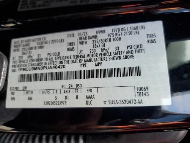 2023 Ford Escape მანქანა იყიდება აუქციონზე, vin: 1FMCU0MN0PUA46420, აუქციონის ნომერი: 70224186