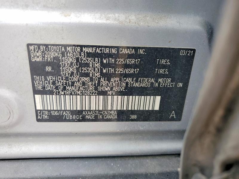 Продажа на аукционе авто 2021 Toyota Rav4, vin: 2T3W1RFV7MC128222, номер лота: 68252736