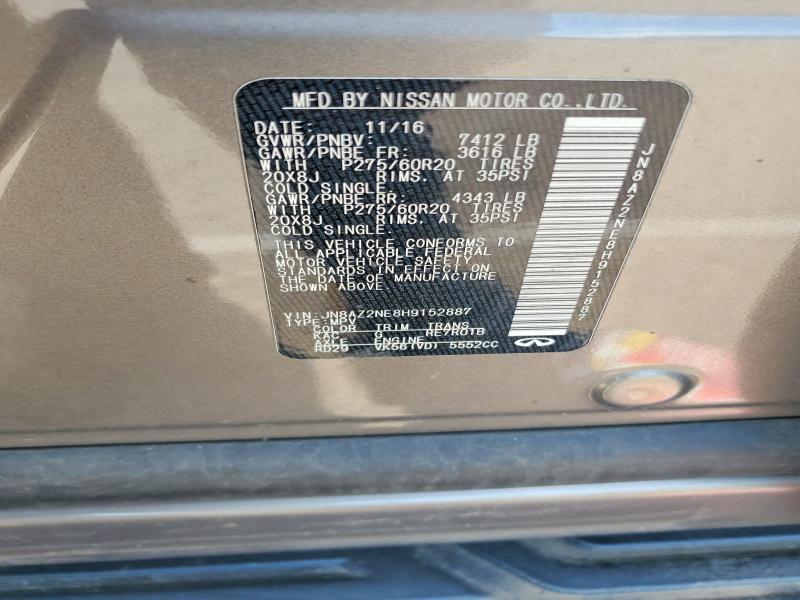 Продаж на аукціоні авто 2017 Infiniti Qx80, vin: JN8AZ2NE8H9152887, номер лоту: 68039906
