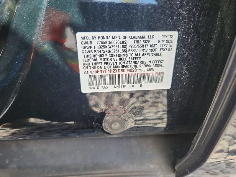 2013 Honda Pilot მანქანა იყიდება აუქციონზე, vin: 5FNYF4H2XDB004028, აუქციონის ნომერი: 69906566