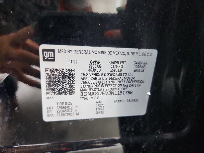 67305036 :رقم المزاد ، 3GNAXUEV3NL151766 vin ، 2022 Chevrolet Equinox مزاد بيع