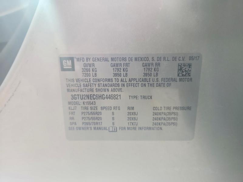 Aukcja sprzedaży 2017 Gmc Sierra, vin: 3GTU2NEC6HG446821, numer aukcji: 60955496